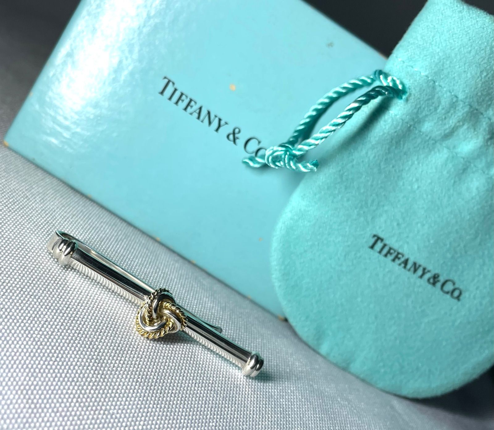 美品　ティファニー　タイピン＆カフス　シルバー　18K 14K 美品 Tiffany ティファニー 18Kゴールド & スターリングシルバー AU750