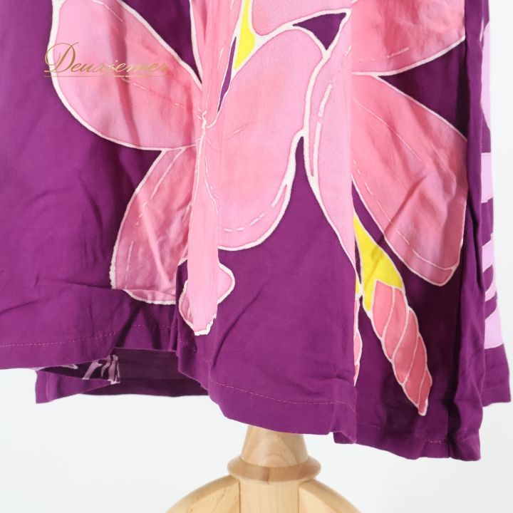 フラダンス 衣装 ワンピース ドレス パープル系 ハワイアンプリント