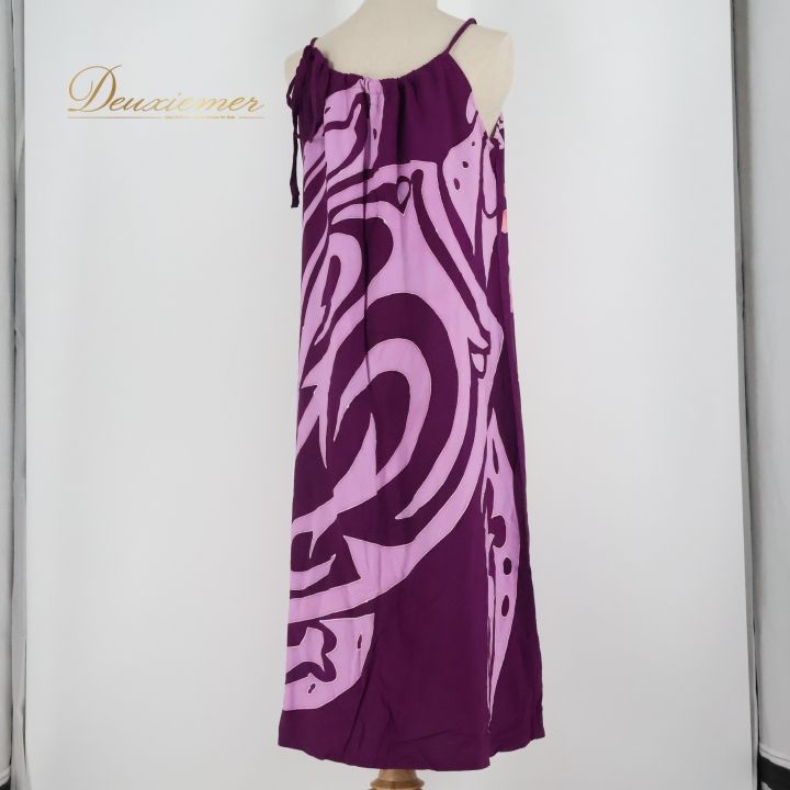 フラダンス 衣装 ワンピース ドレス パープル系 ハワイアンプリント