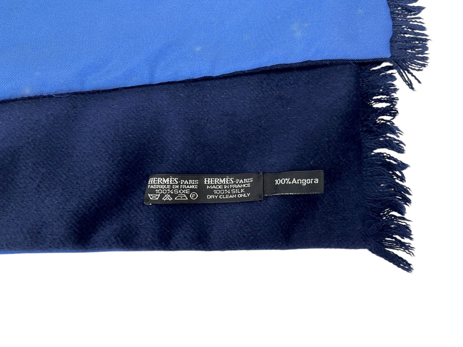 HERMES (エルメス) 無地×ホース総柄 アンゴラ シルク ストール