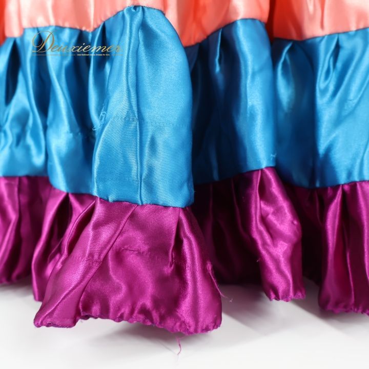 ベリーダンス 衣装 ジプシースカート ピンク系 光沢 ティアード 鮮やか