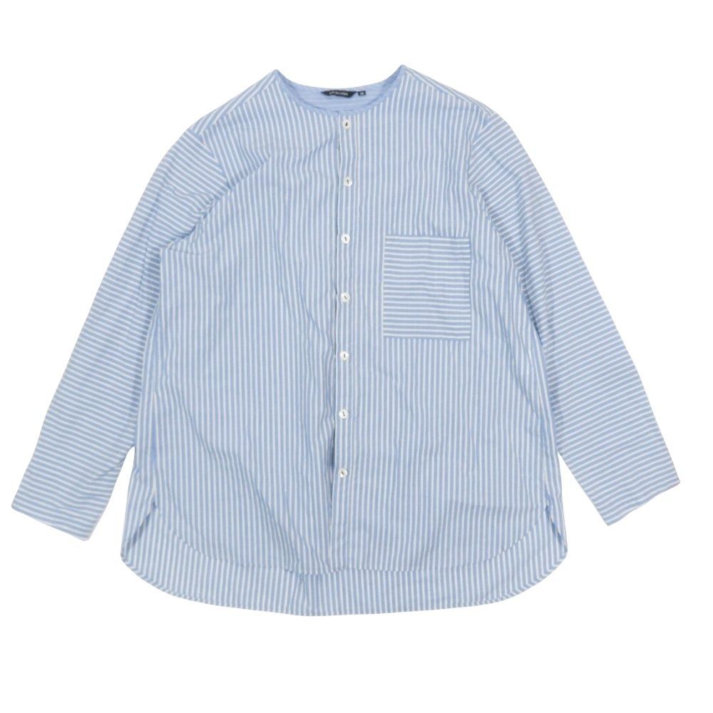 美品 pas de calais パドカレ ノーカラー ストライプ シャツ ブラウス