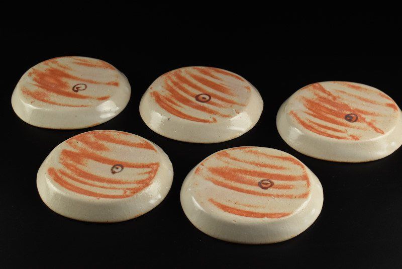 蔵A3895e】仙山窯 安藤日出武 志野小判型皿 中皿 五客 共箱 - メルカリ