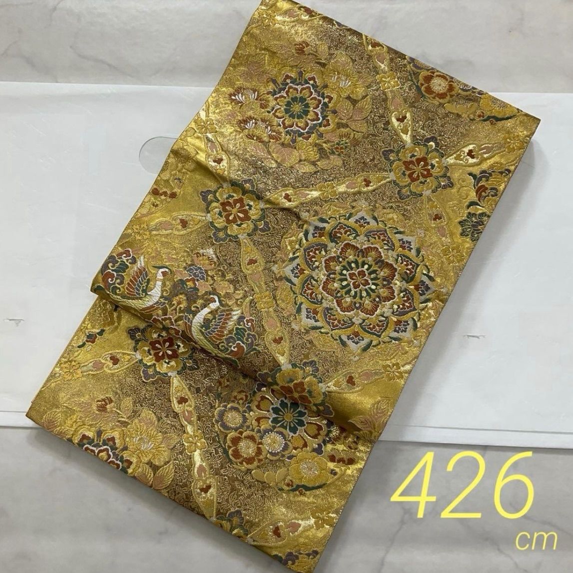 最終値下げ 西陣袋帯 未使用 六通 能衣唐織 正絹 金糸箔 美品 ○kimono+one○kimonoarisa○美品○極上西陣織唐織○六通柄○袋帯○長