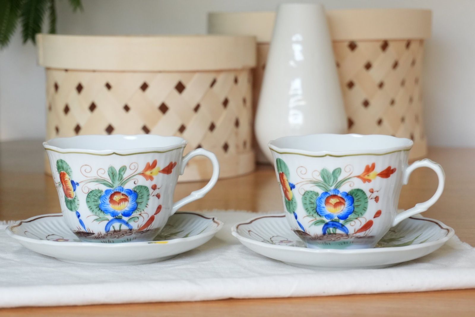  ヴィンテージ カップ＆ソーサー 2客 鍋セット カップ ソーサー コーヒー ティーカップ