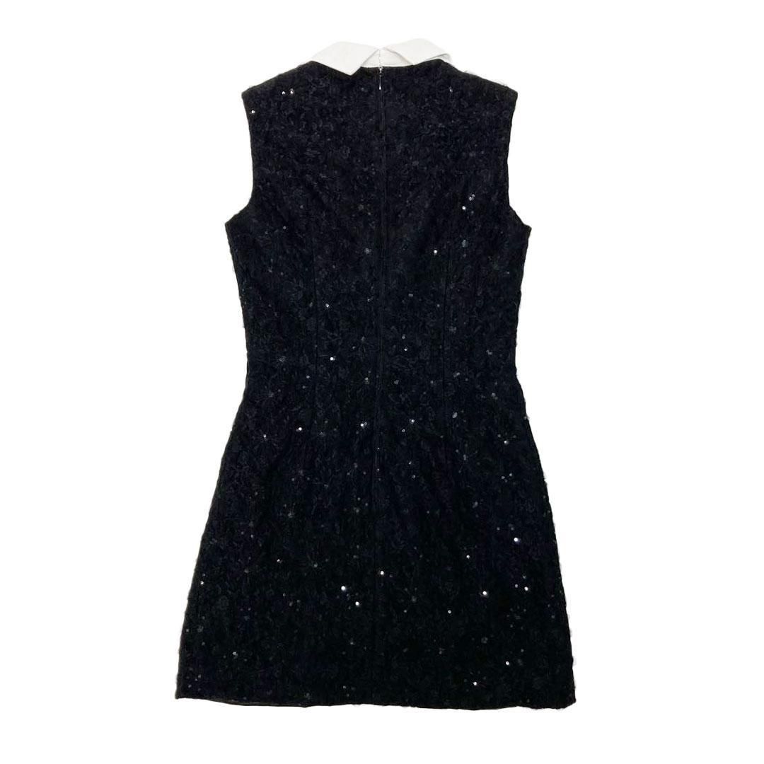 ROBE de FLEURS / ローブドフルール】襟つきフラワーレースサテンミニ