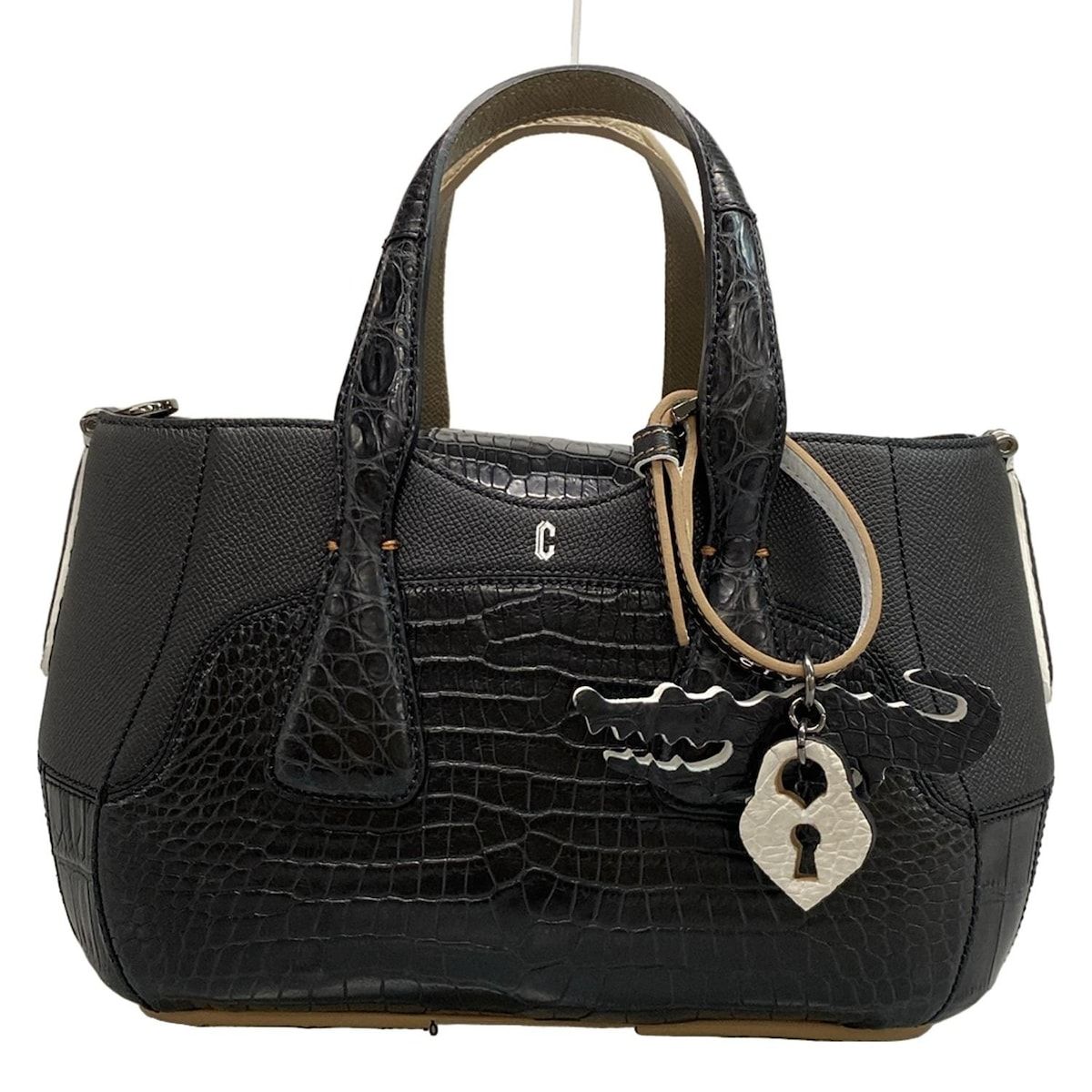 CIVINILE チビナイル トートバッグ - 黒×ベージュ レザー