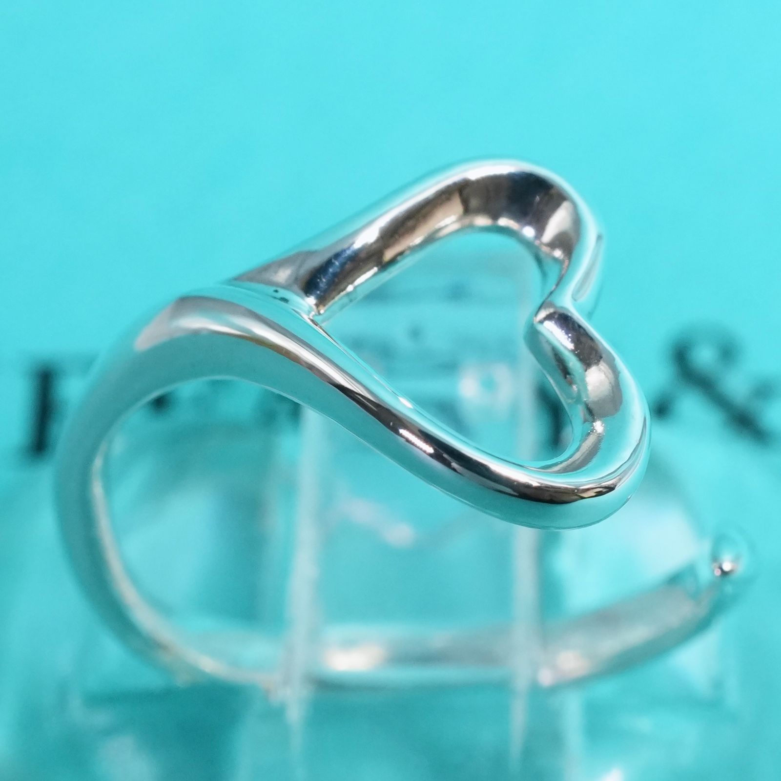 極美品11号 ティファニー オープンハート スリム リング/25-2260S