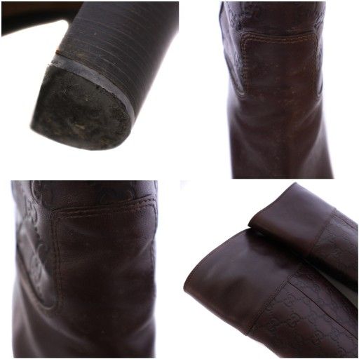 グッチ GUCCI ロングブーツ チャンキーヒール グッチシマ レザー 36.5