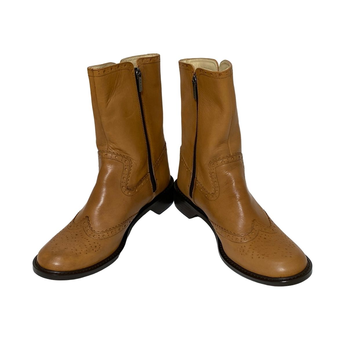 REGAL リーガル ショートブーツ 24 1 2 レディース - ライトブラウン ウィングチップ レザー