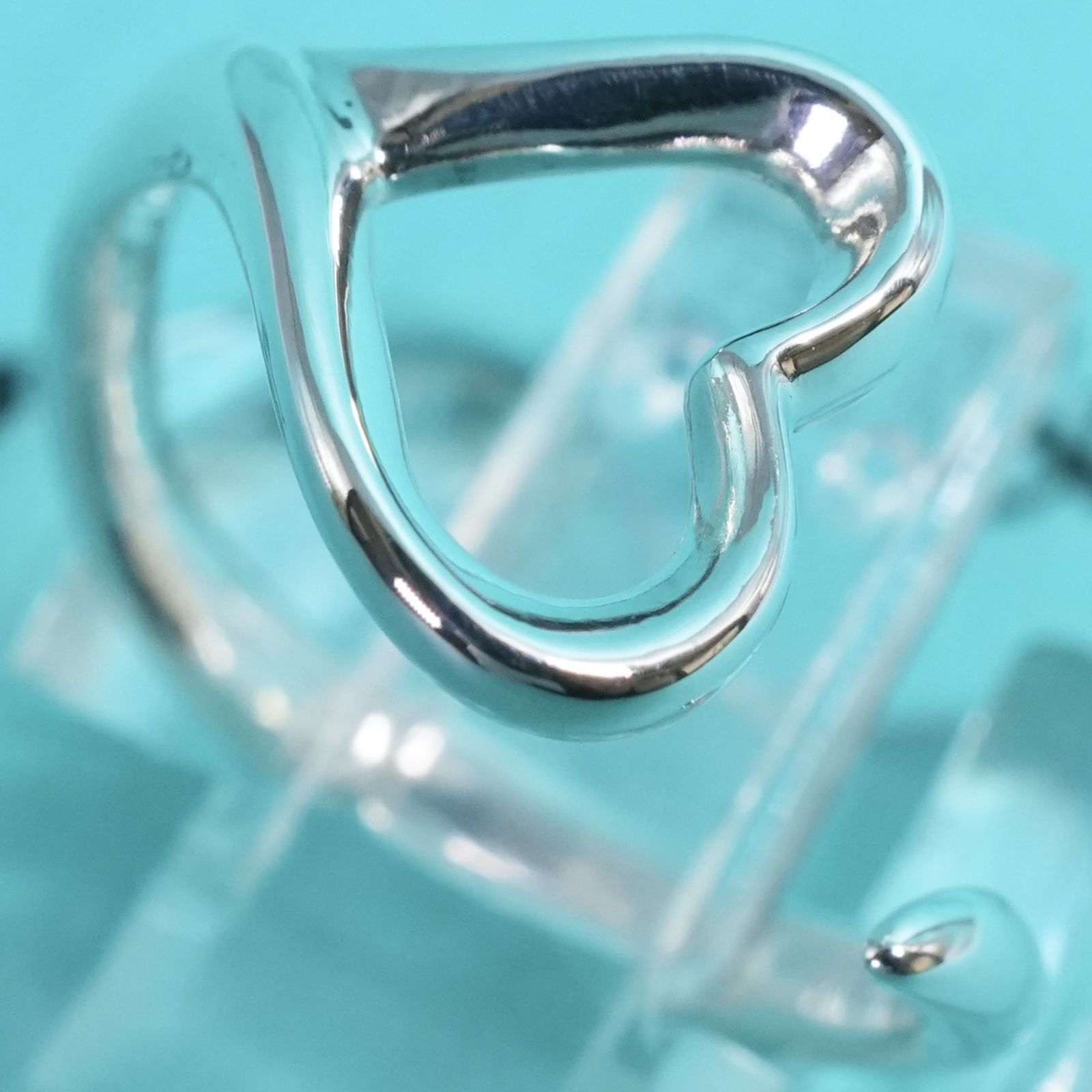 極美品11号 ティファニー オープンハート スリム リング/25-2260S