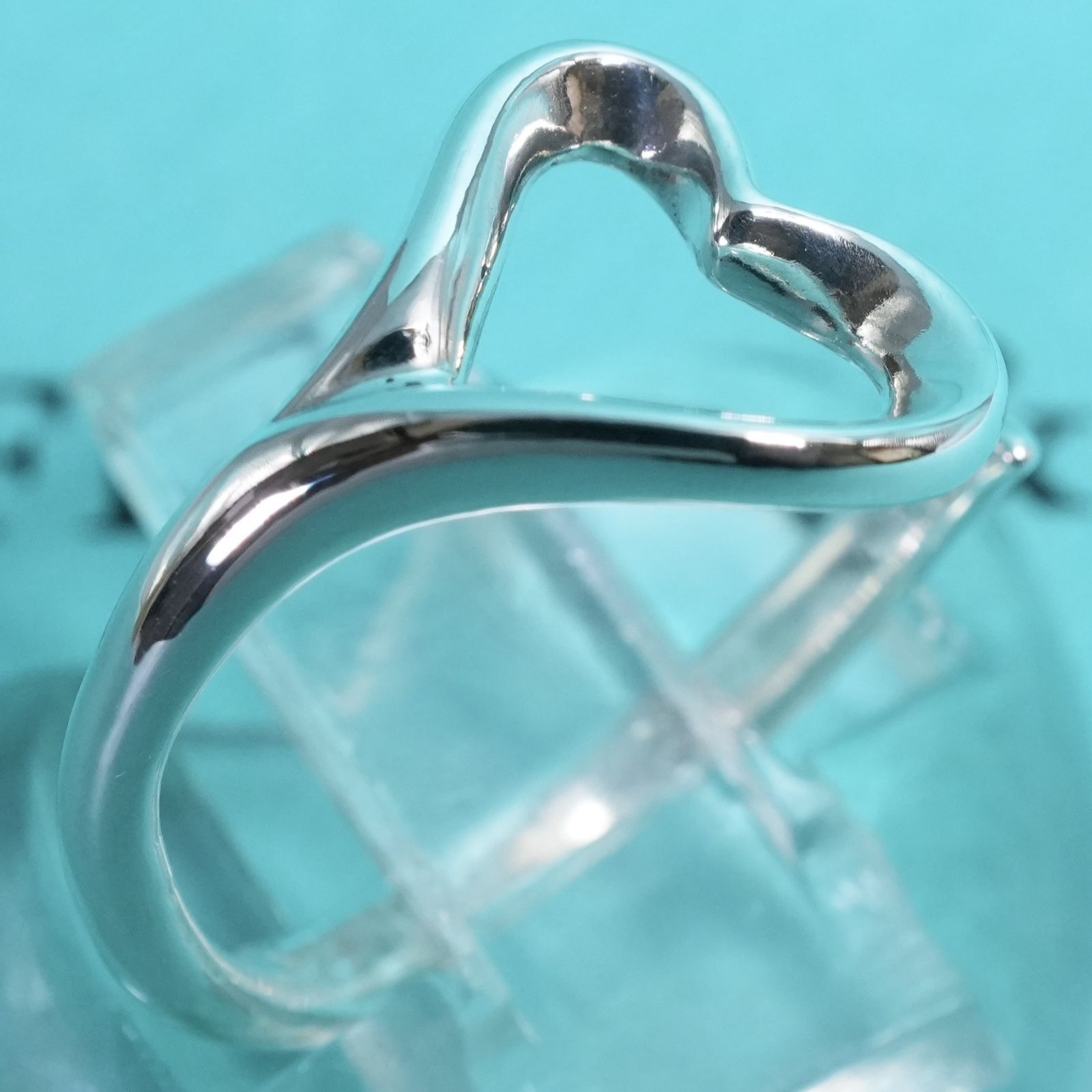 極美品11号 ティファニー オープンハート スリム リング/25-2260S