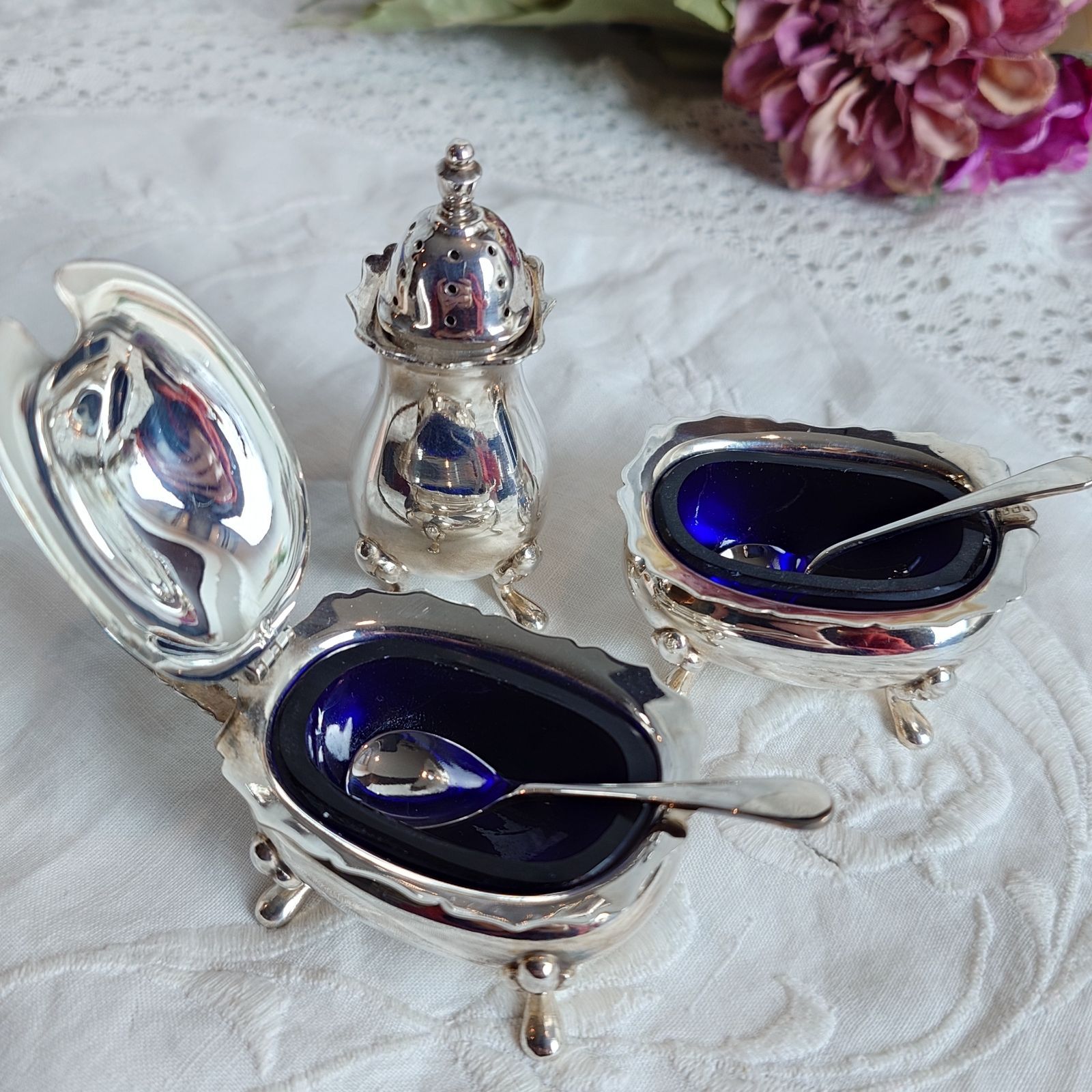 イギリス アンティーク 薬味入れ 3点セット 調味料入れ