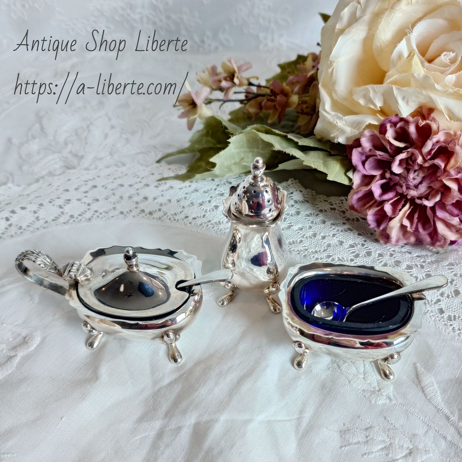 イギリス アンティーク 薬味入れ 3点セット 調味料入れ