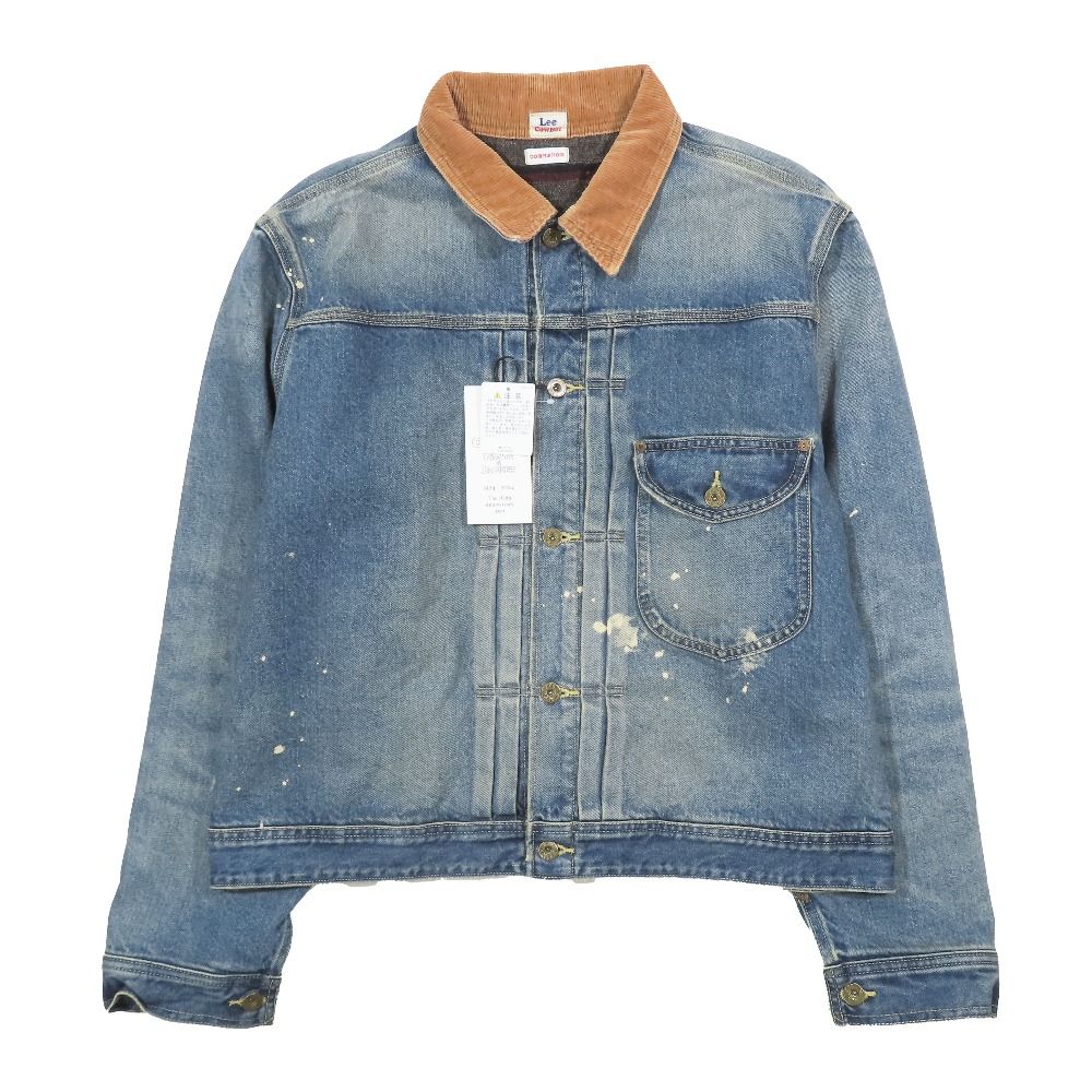 未使用 Lee リー 100周年記念 COW BOY JACKET ライニング カウボーイ セルビッチ デニムジャケット Gジャン USED加工 インディゴ XL メンズ 古着  USED