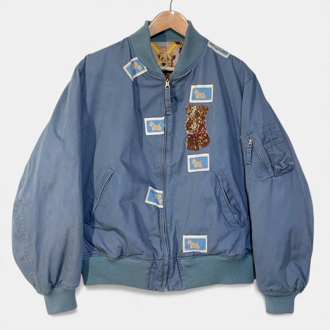 カールヘルム ブルー リバーシブル アニマル 刺繍 ワッペン ブルゾン