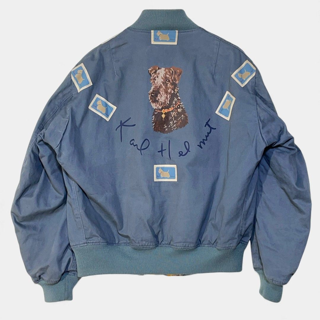 KARL HELMUT カールヘルム リバーシブル ワッペン付き ブルゾン M カールヘルム ブルー リバーシブル アニマル 刺繍 ワッペン ブルゾン
