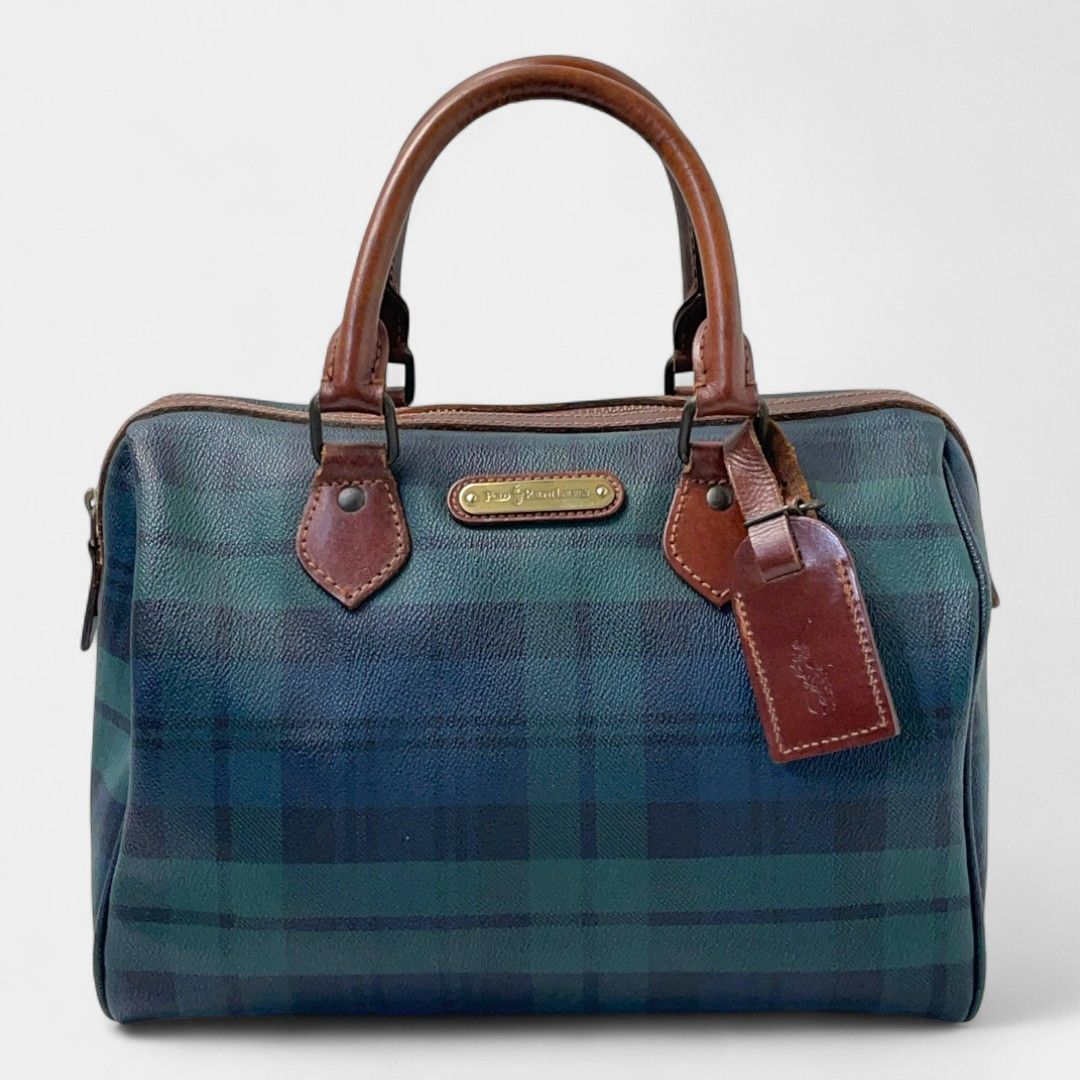 ポロラルフローレン ミニ ボストンバッグ ブラックウォッチ チェック