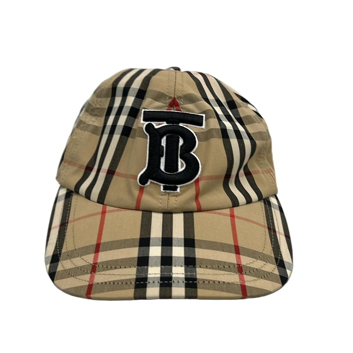 バーバリーロンドンイングランド キャップ M 8068032 ベージュ×黒×マルチ チェック柄 TBロゴ サイズ コットン