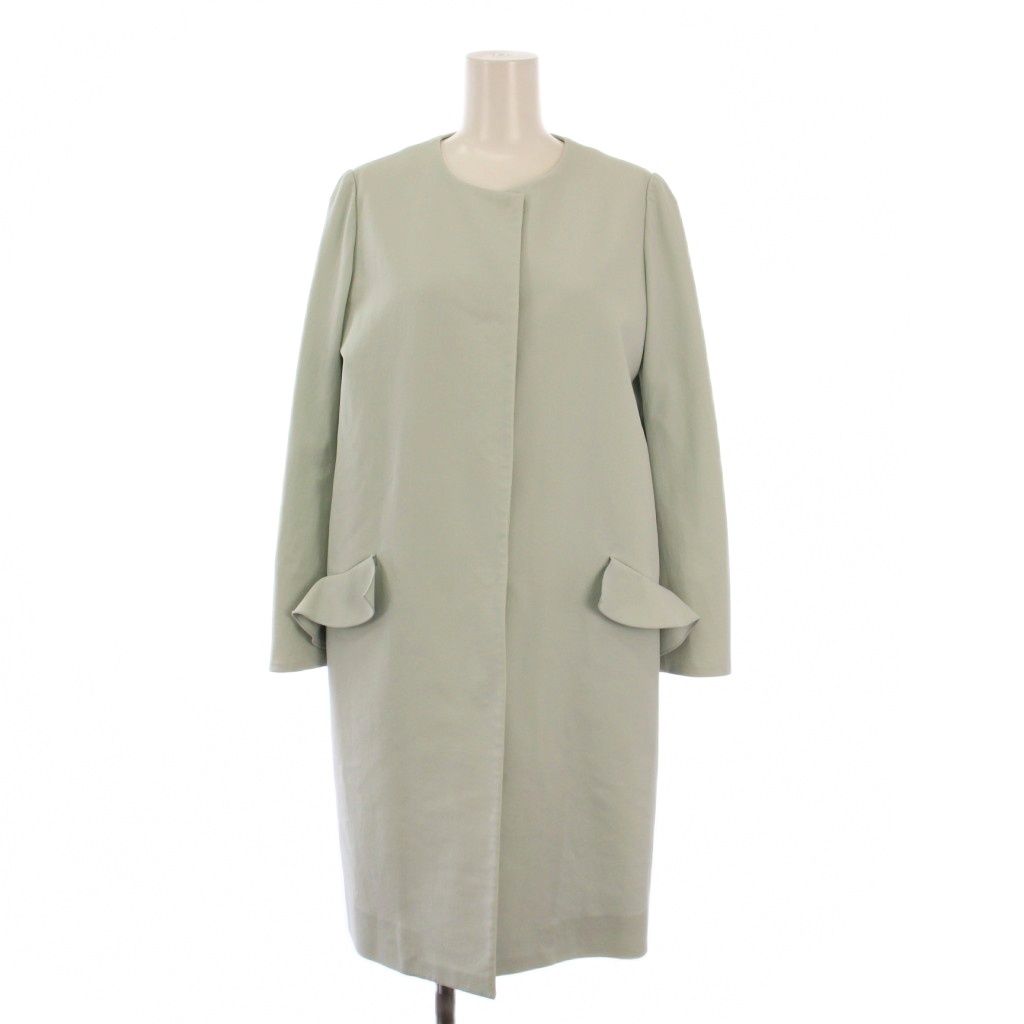 フォクシー　ノーカラー　スプリングコート38 美品 フォクシーニューヨーク FOXEY NEW YORK ノーカラーコート アウター