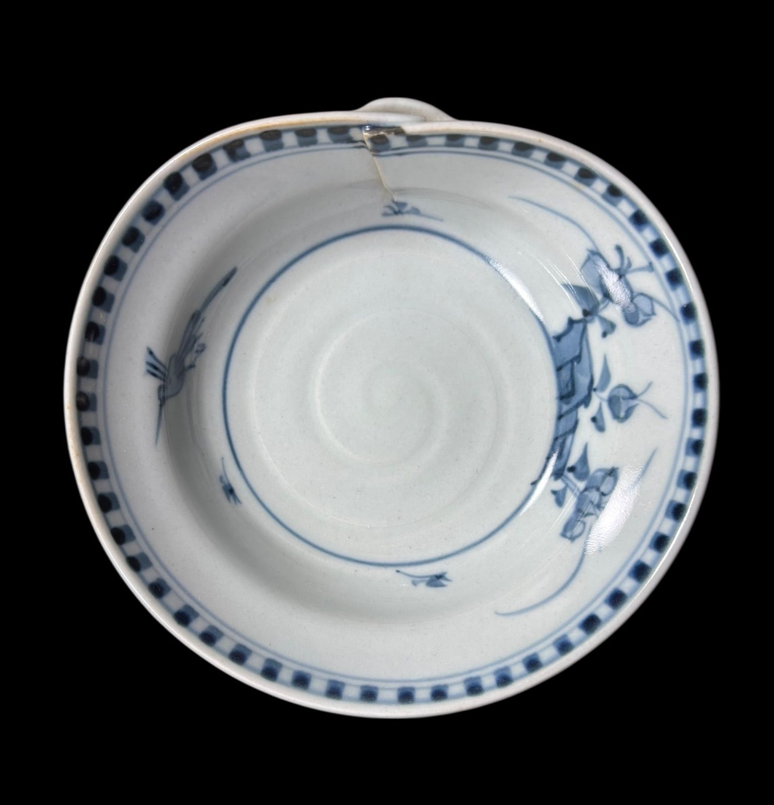 3客セット】有田焼 利祥 染付 鳥草花図 時代物 変形皿 小皿 取り皿