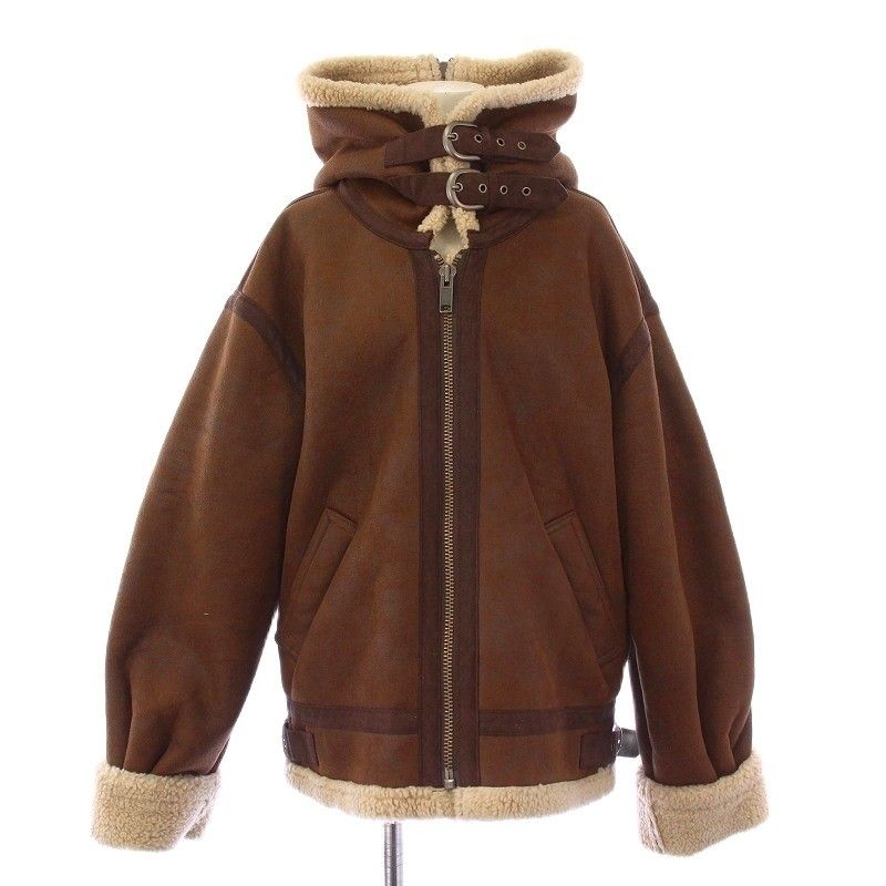 パーバーズ PERVERZE FAKE MOUTON JACKET フェイクムートンジャケット ボア アウター ジップアップ F 茶 ブラウン /BB