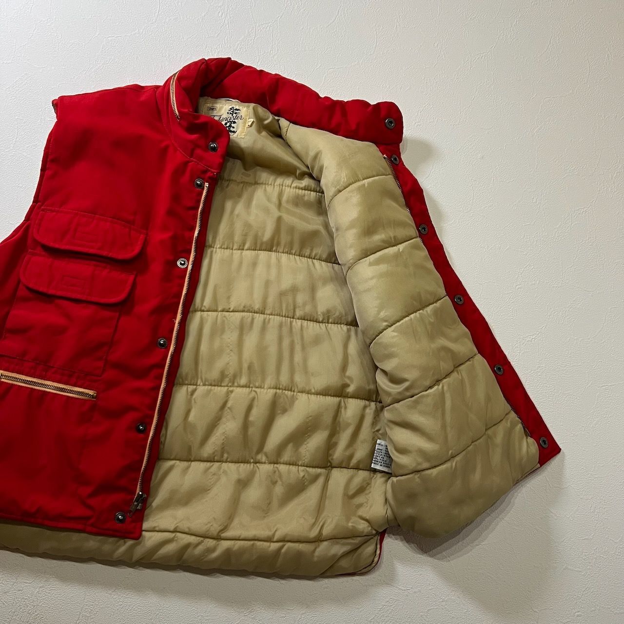 70s～80s Sears ポリエステル ベスト シアーズ レッド L 古着 ⁄ sears 