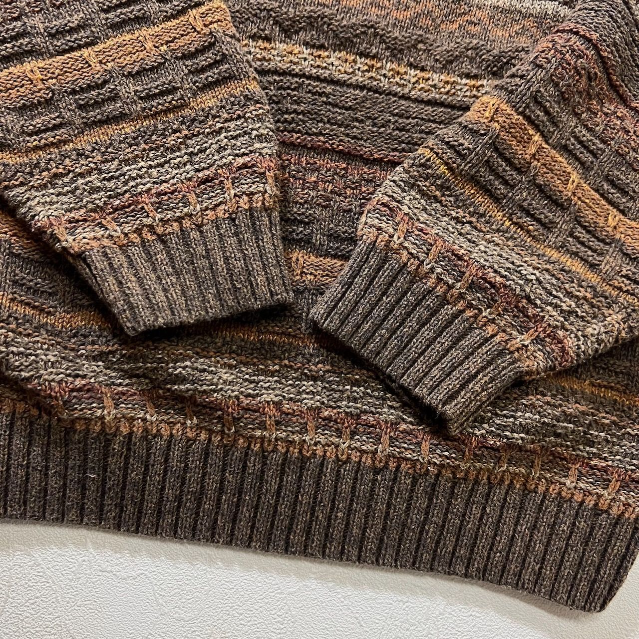 90s USA ST.JOHN'S BAY 総柄 コットン ニット セーター セントジョンズ