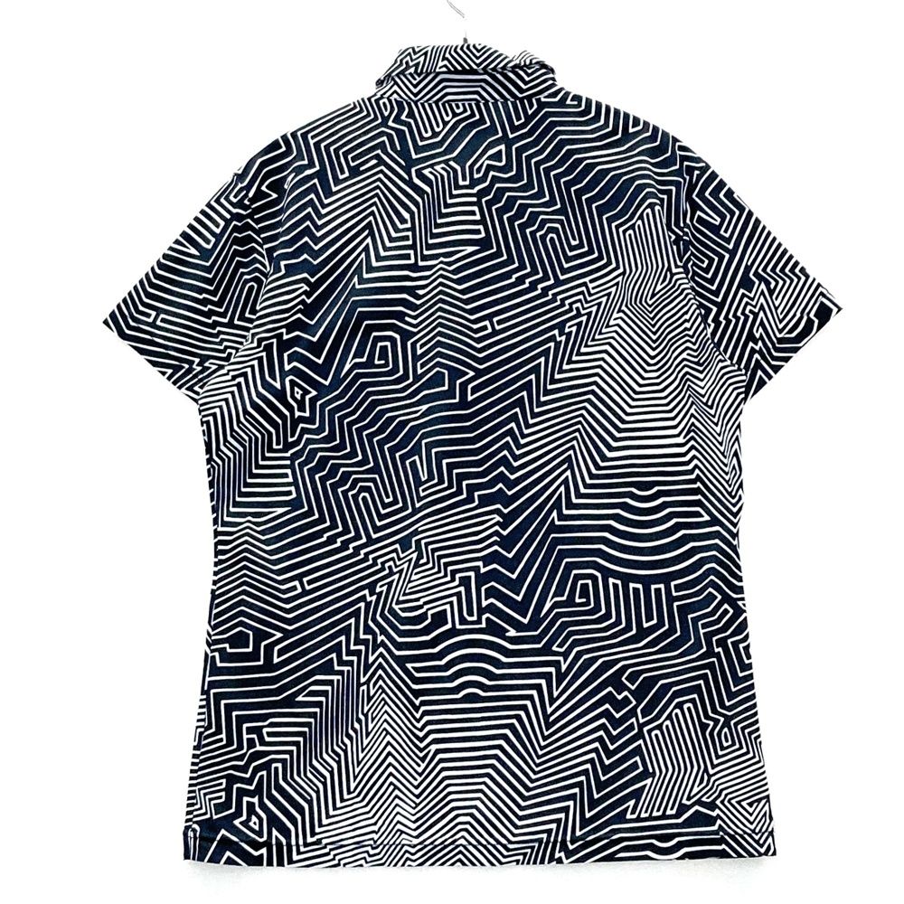 サイズ L GOLF デサントゴルフ 半袖ポロシャツ 総柄 ブラック系 ゴルフウェア メンズ ストスト