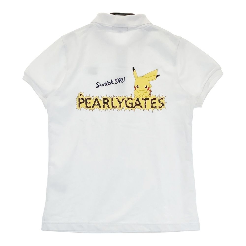サイズ 0 PEARLY GATES パーリーゲイツ ×ポケットモンスター モデル 半袖ポロシャツ ピカチュウ ホワイト系 ゴルフウェア レディース ストスト ウォームアップウェア シャツ 