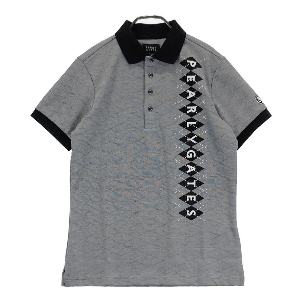 サイズ 4 PEARLY GATES パーリーゲイツ モデル 半袖ポロシャツ 総柄 グレー系 ゴルフウェア メンズ ストスト