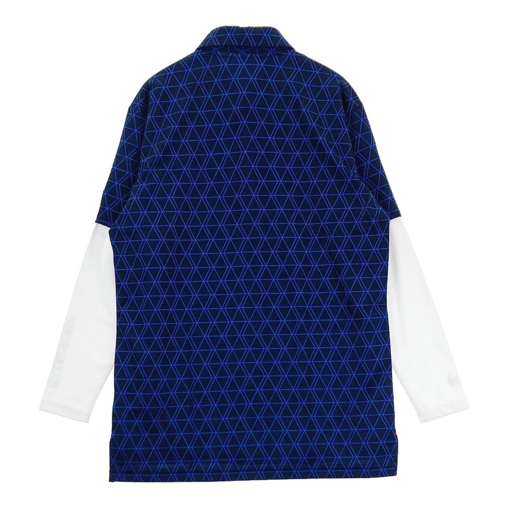 サイズ L LE COQ GOLF ルコックゴルフ モデル インナー付 半袖ポロシャツ 総柄 ネイビー系 ゴルフウェア メンズ ストスト