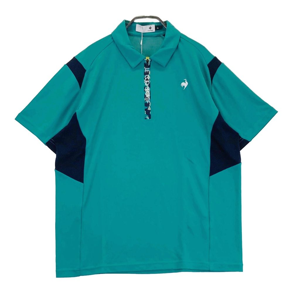 サイズ LL LE COQ GOLF ルコックゴルフ モデル ハーフジップ 半袖ポロシャツ グリーン系 ゴルフウェア メンズ ストスト
