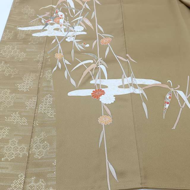 ✾まめ藤✾美品 正絹 着物“素敵な一日になりそう！エ霞に柳、菊や桜