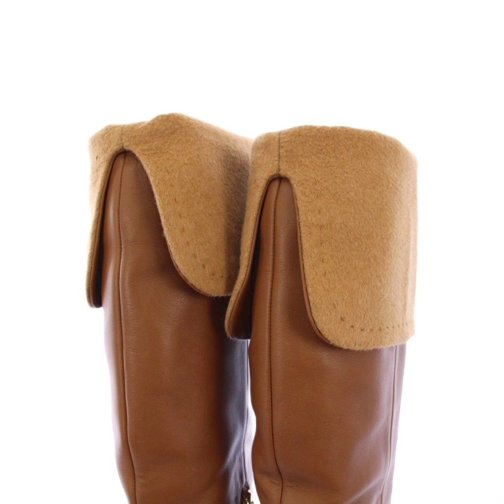 マックスマーラ MAX MARA ロングブーツ カーフレザー ローヒール 37