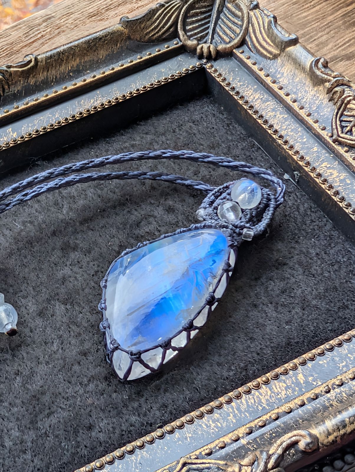  High Quality Stone レインボームーンストーン ホワイトラブラドライト マクラメ編みネックレス 482 天然石 ネックレス ペンダント アクセサリー