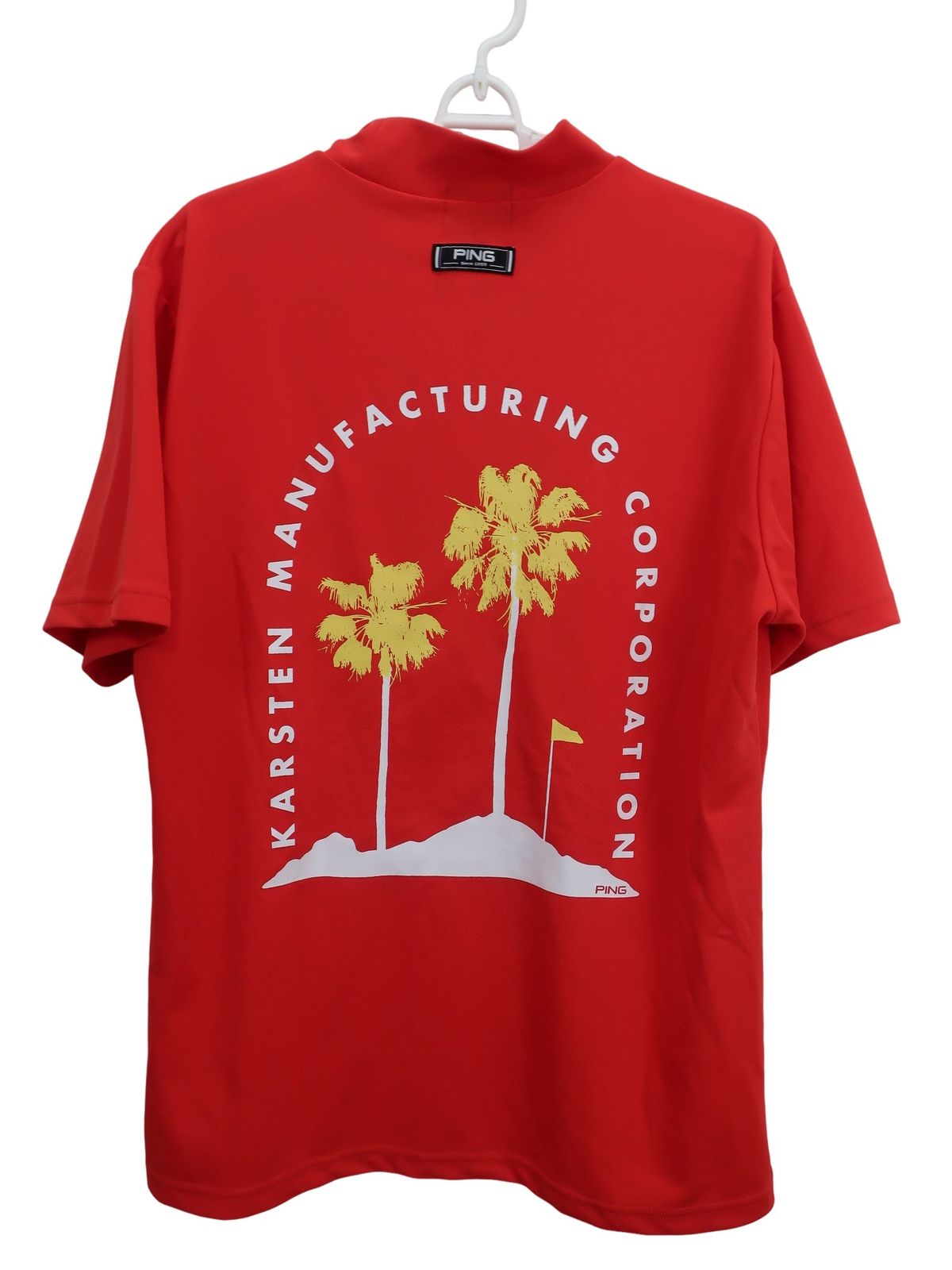 美品】PING(ピン) 半袖モックネックシャツ 赤 メンズ LL ゴルフウェア