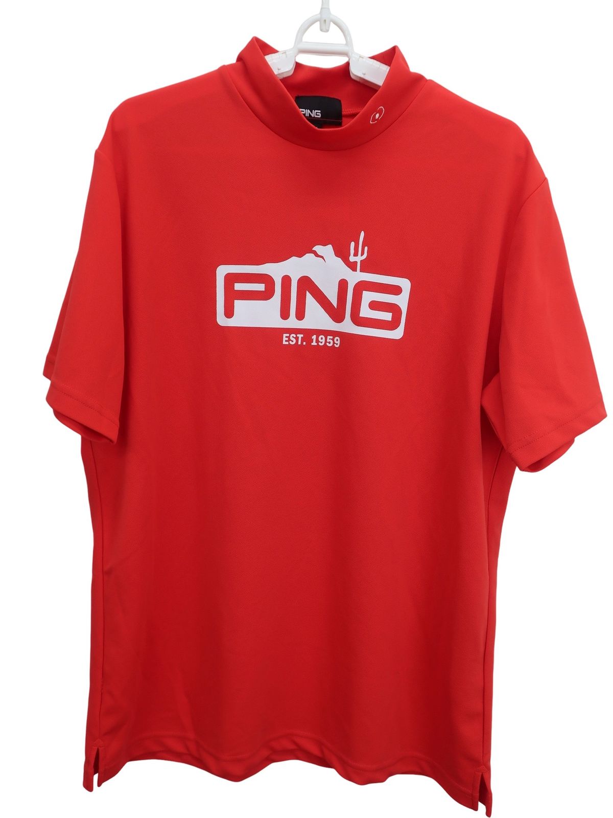 ping モックネック　新品　LL 美品】PING(ピン) 半袖モックネックシャツ 赤 メンズ LL ゴルフウェア