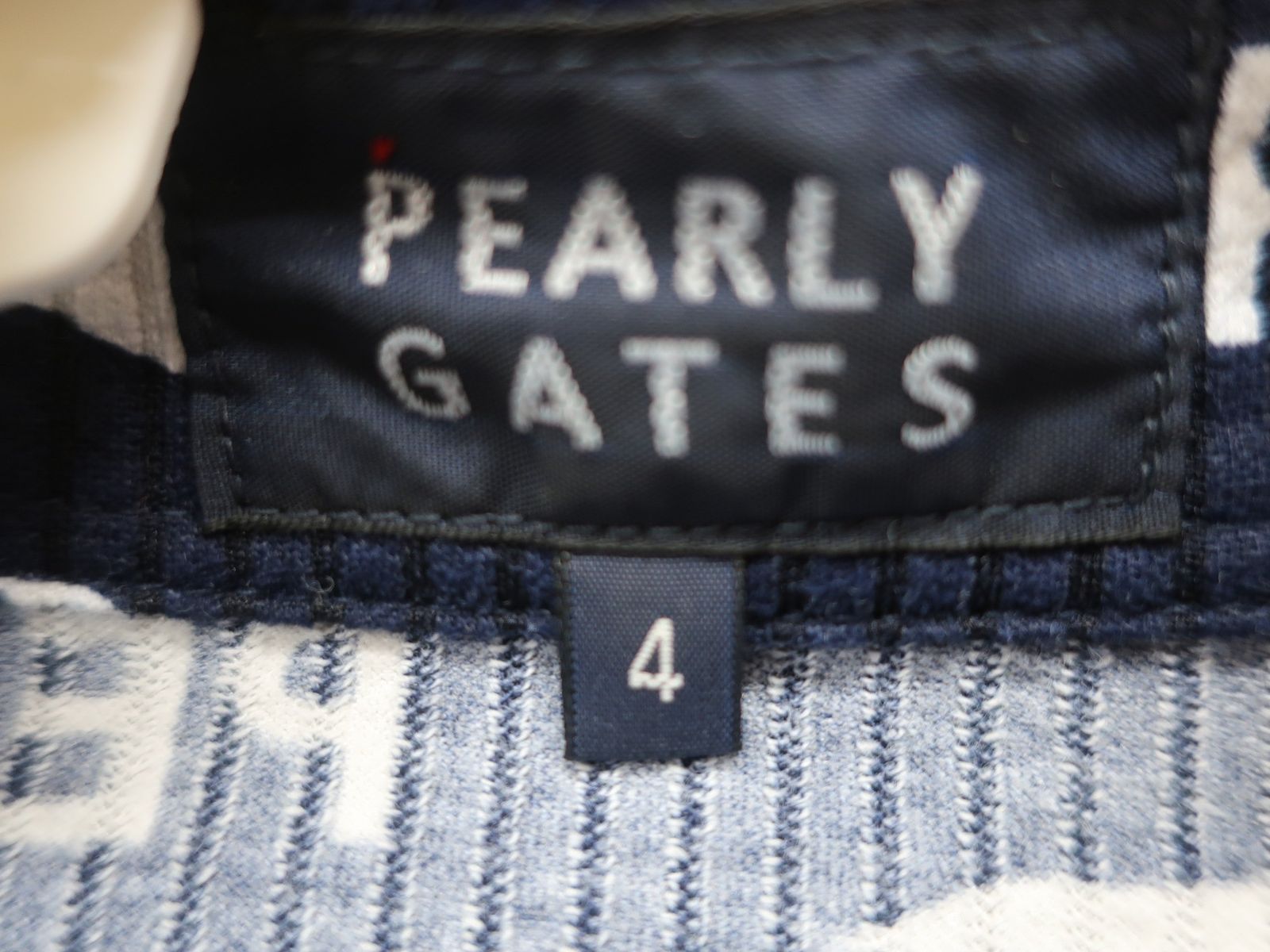 超美品】PEARLY GATES(パーリーゲイツ) ポロシャツ ネイビー白ヤシの木