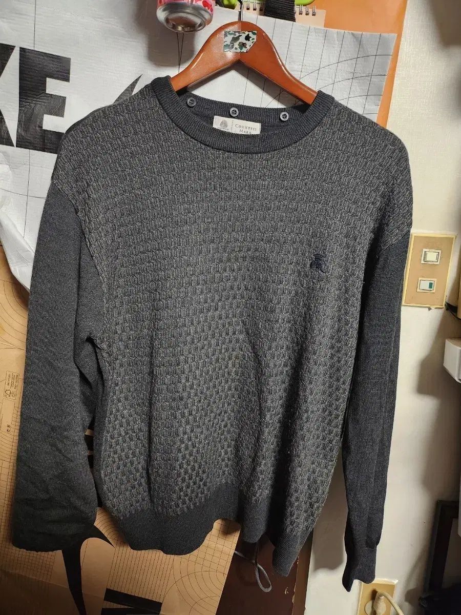 カウンテスマラ メンズ ニット セーター グレー ウール モ シープスキン 100プロ ヴィンテージ