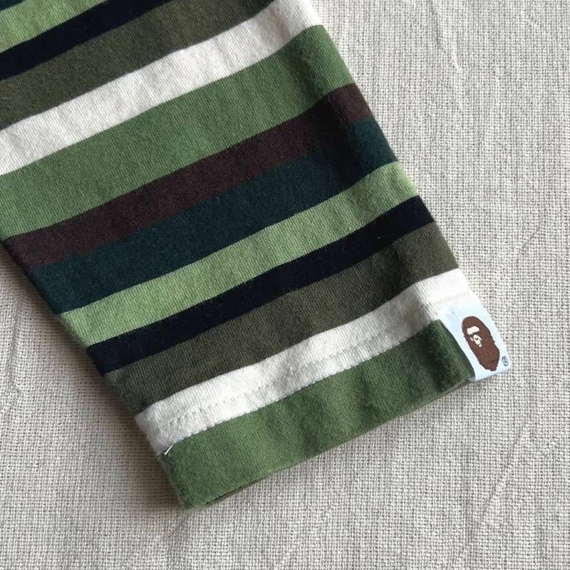 初期 ~00 s archive A BATHING APE × KAWS BAPE カウズ コラボレーション マルチボーダー柄 ロングスリーブTシャツ ロンT 両面ロゴプリント 袖口タグ M ストリート multi border L tee