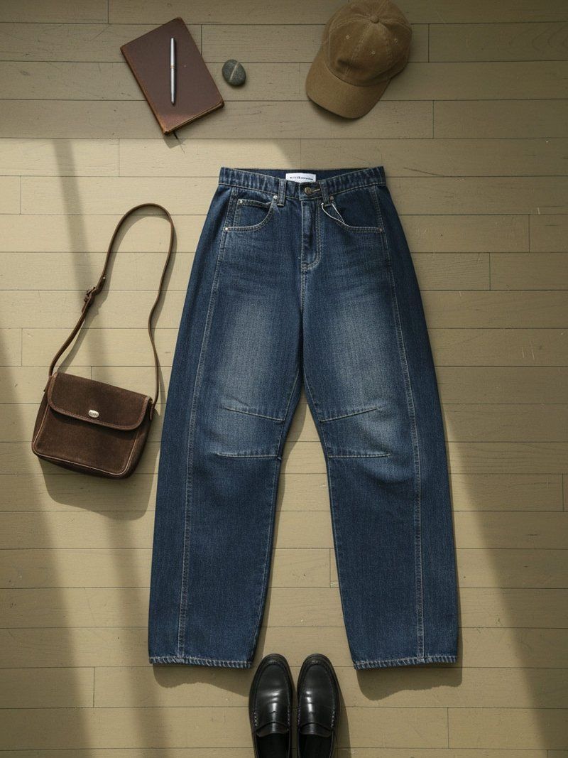 5022起毛スリットフィット 冬 ボーイフィット バンド デニム インディゴデニム