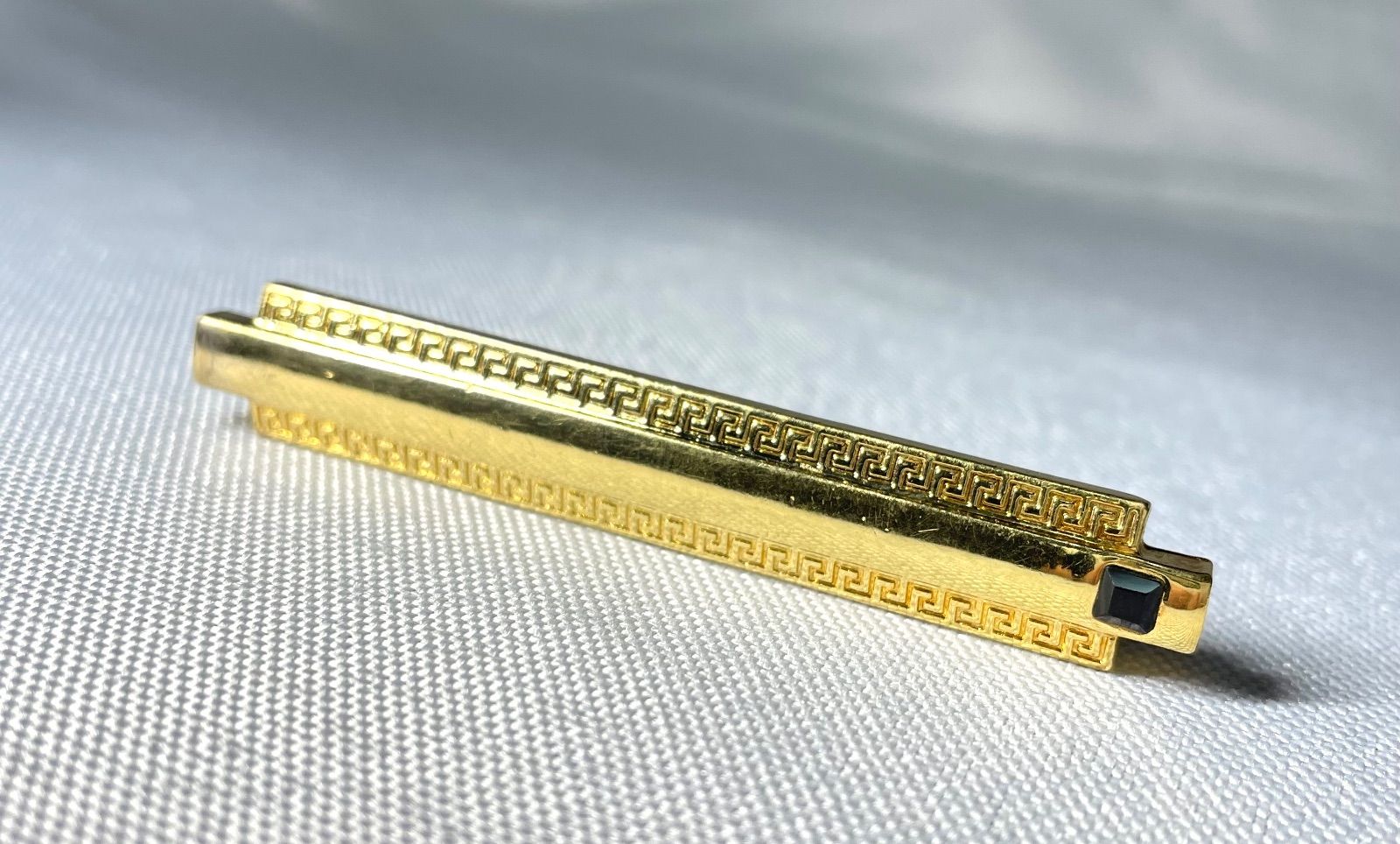 VERSACE ヴェルサーチ グレカデザイン ブラックストーン装飾 ゴールド