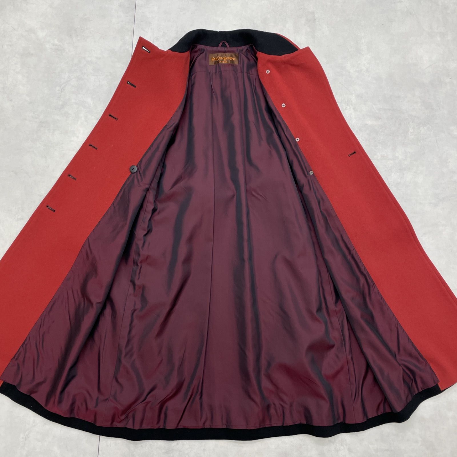 YVES SAINT LAURENT イヴサンローラン ロングコート ベルト パイピング