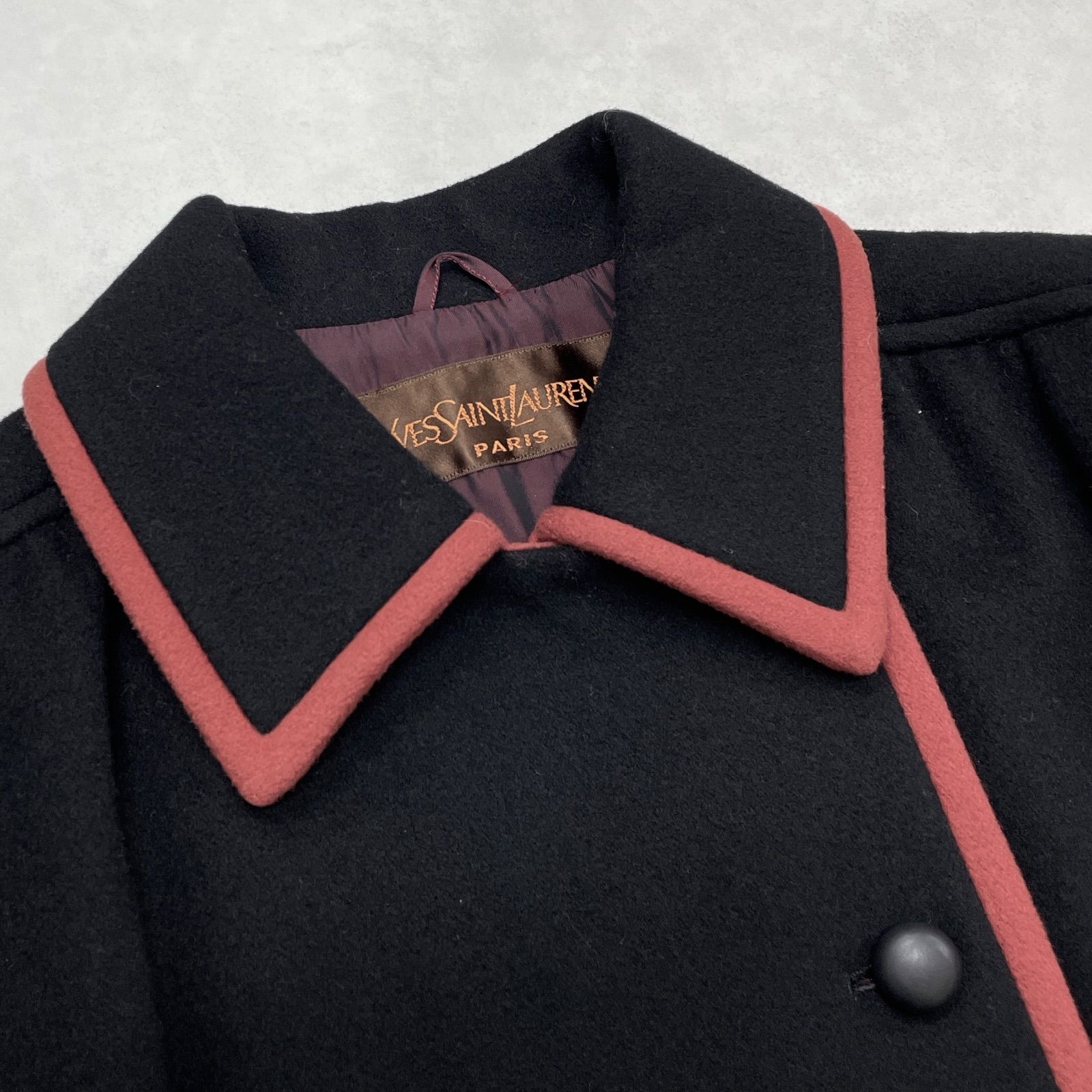 イヴ・サンローラン ベルテッド コートジャケット 総柄 カシュクール風