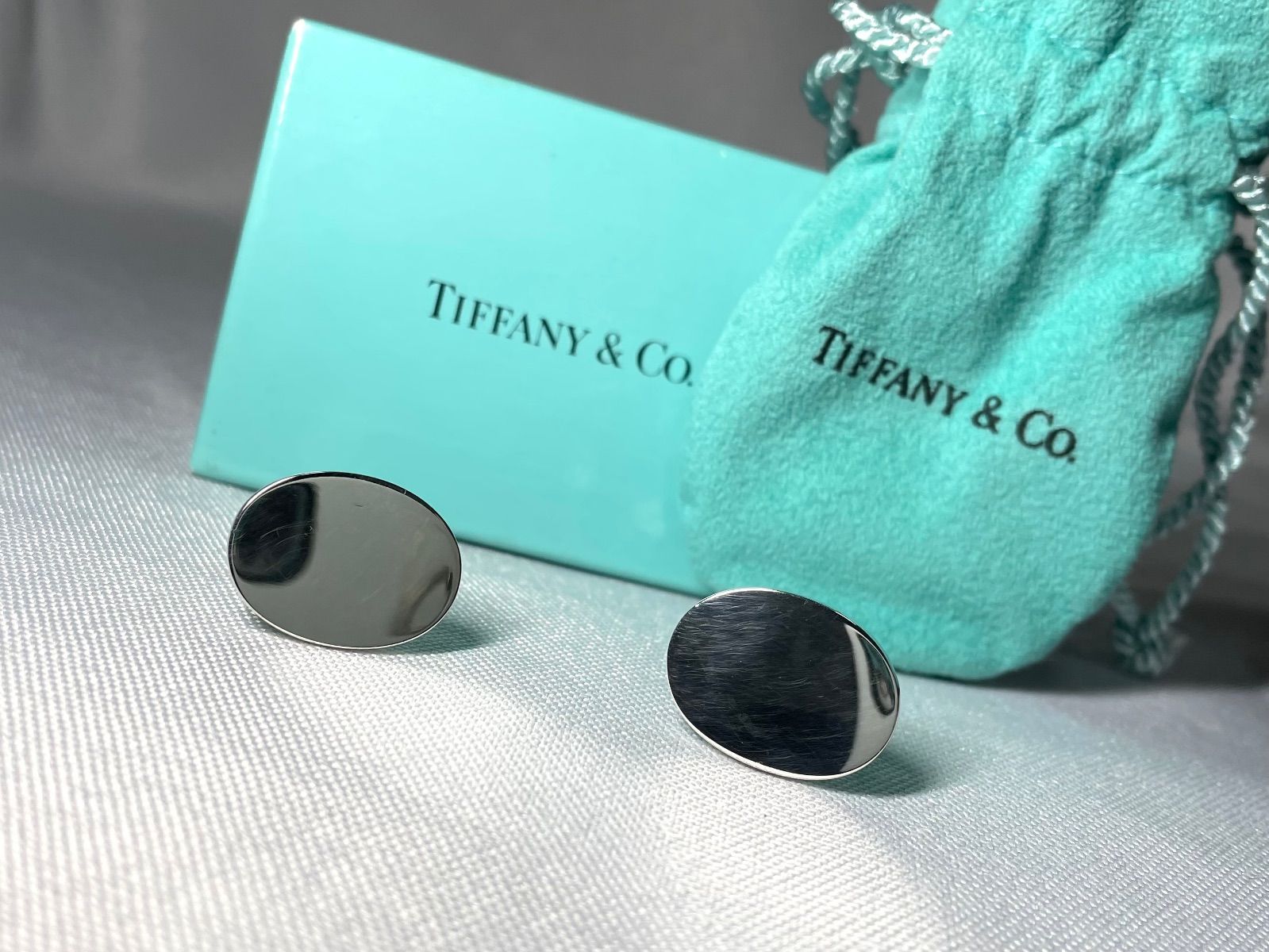 Tiffany ティファニー 鏡面スターリングシルバー オーバルミラーカフス