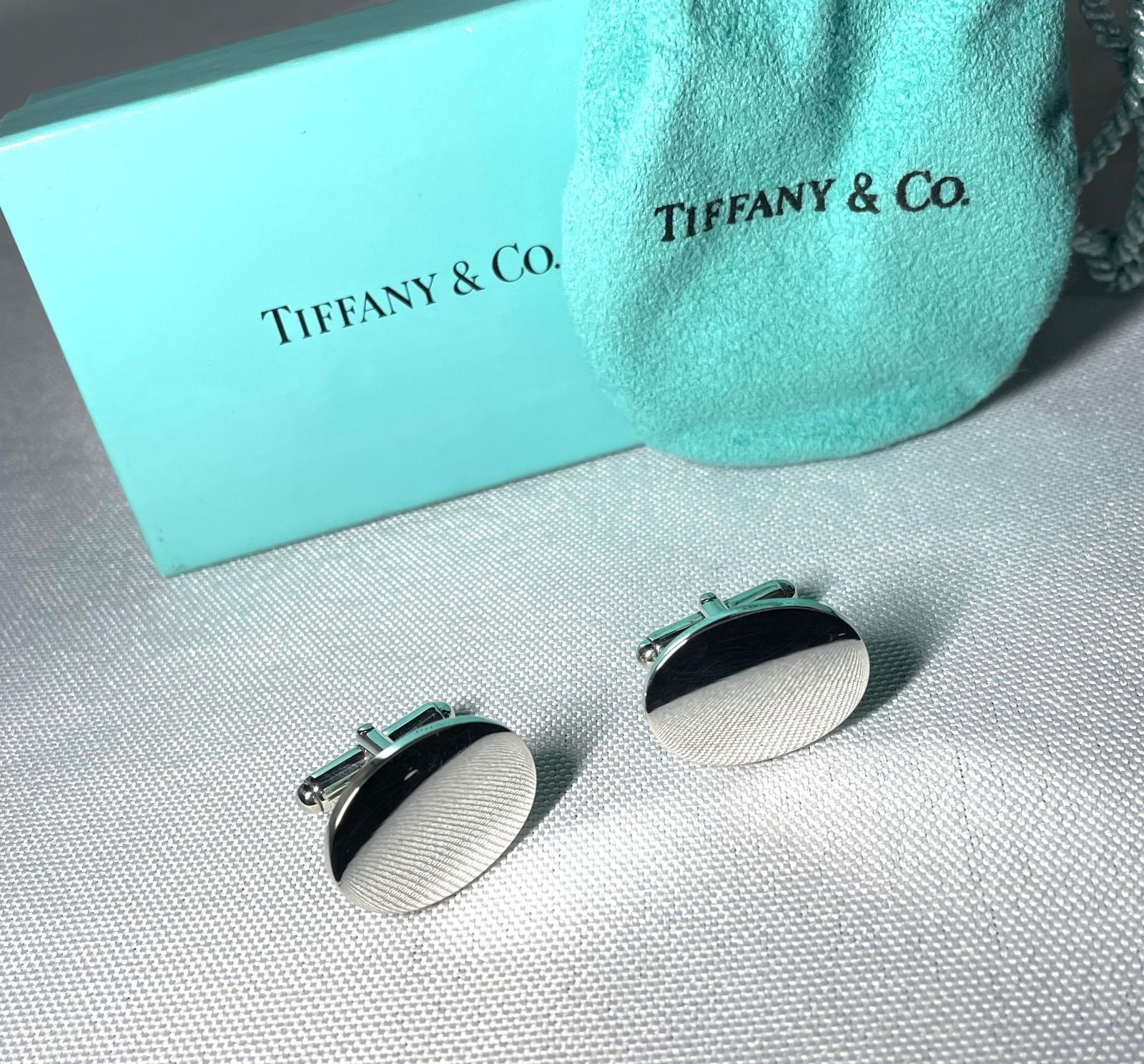 Tiffany ティファニー 鏡面スターリングシルバー オーバルミラーカフス