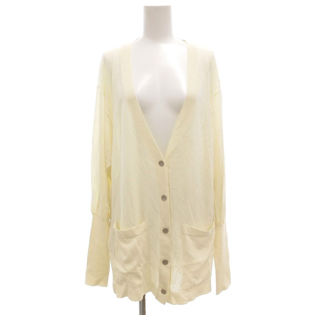 【中古】フォクシー FOXEY Vネック ロングカーディガン ニット 長袖 薄手 40 オフホワイト 39665 /UO レディース フォクシー FOXEY Vネック ロングカーディガン ニット 長袖 薄手 40