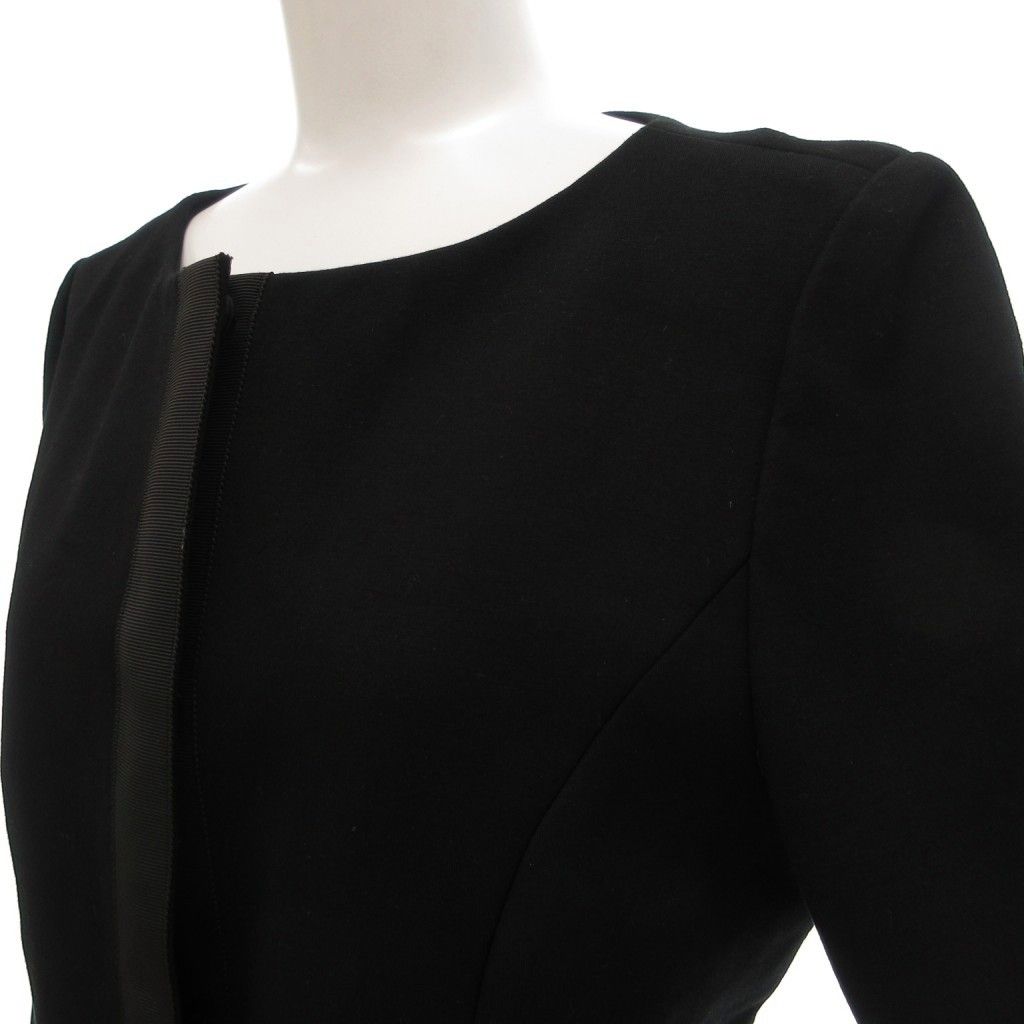 フォクシーニューヨーク / ノーカラージャケット 38 ストレッチ 黒 フォクシーニューヨーク FOXEY NEW YORK エリゼ ショート丈 ノーカラー