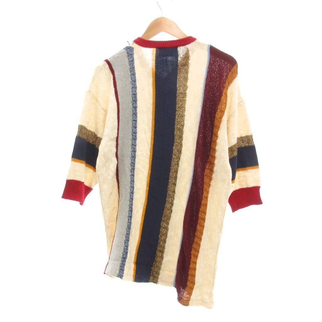 【中古】未使用品 グラム glamb タグ付き ニットプルオーバー セーター リネン混 七分袖 ストライプ 1 マルチカラー グラム glamb タグ付き ニットプルオーバー セーター リネン混 七分袖